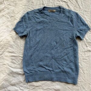 Everlane Short-Sleeve Cashmere Sweater in Dusty Blue